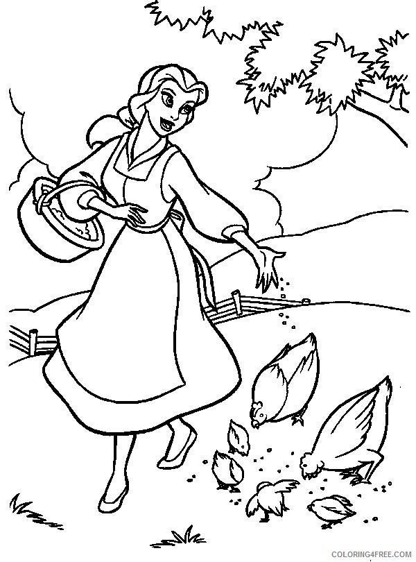 belle coloring pages feeding chickens Coloring4free