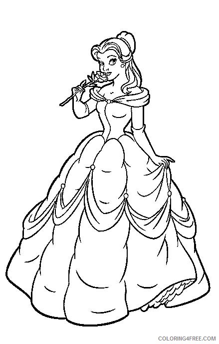 belle coloring pages kissing a flower Coloring4free