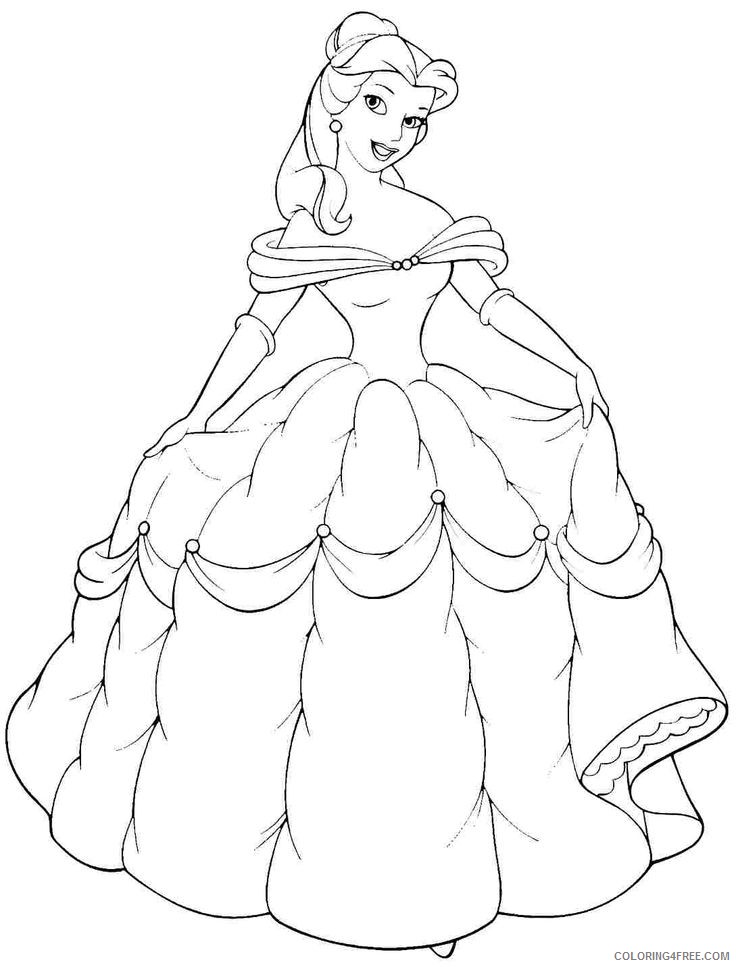 belle coloring pages princess Coloring4free