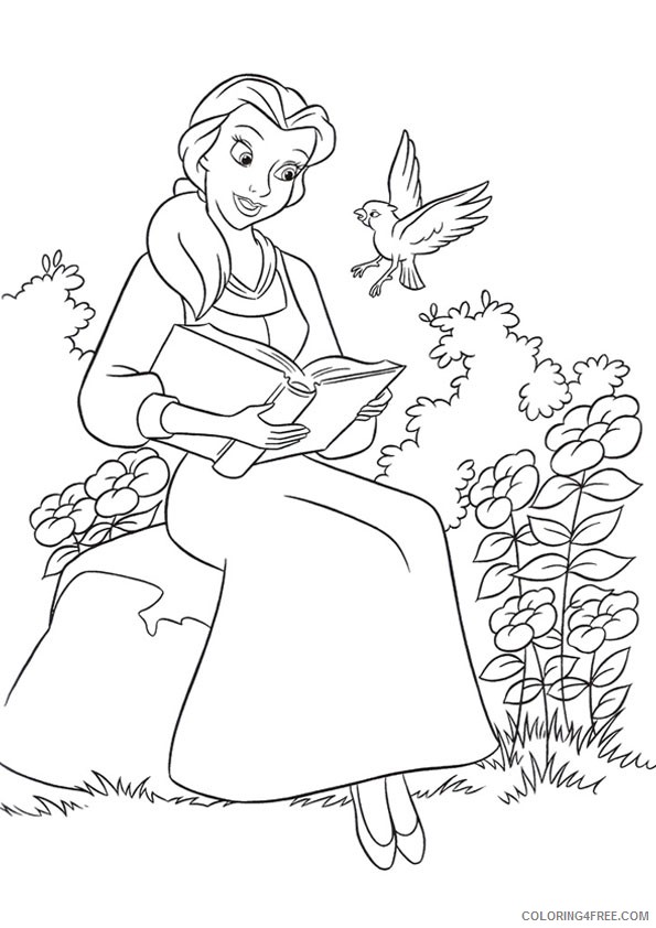 belle coloring pages reading book Coloring4free