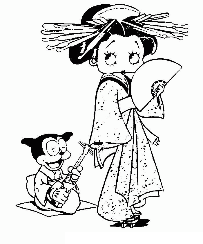 betty boop coloring pages japanese costume Coloring4free