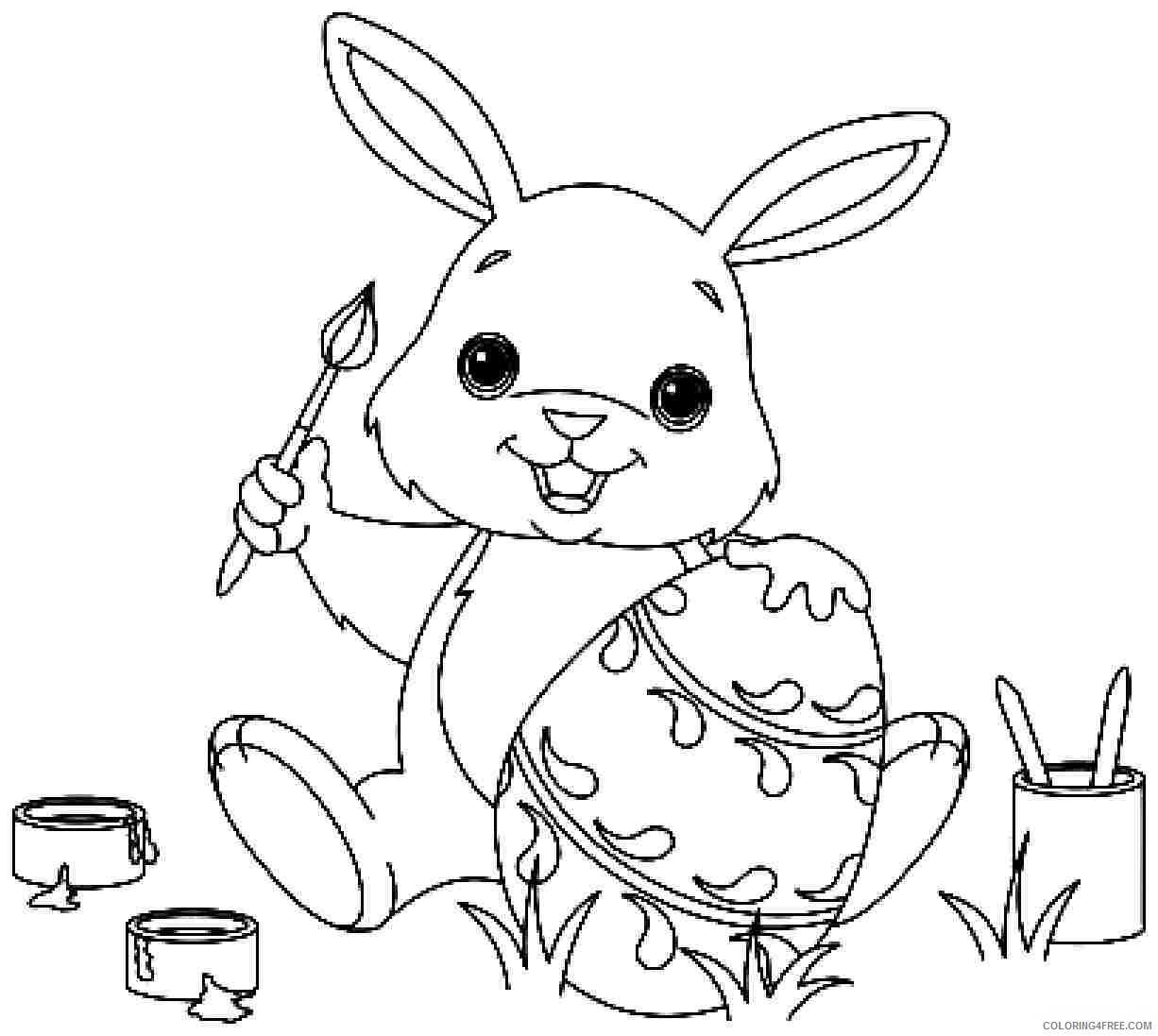 bunny coloring pages painting easter egg Coloring4free