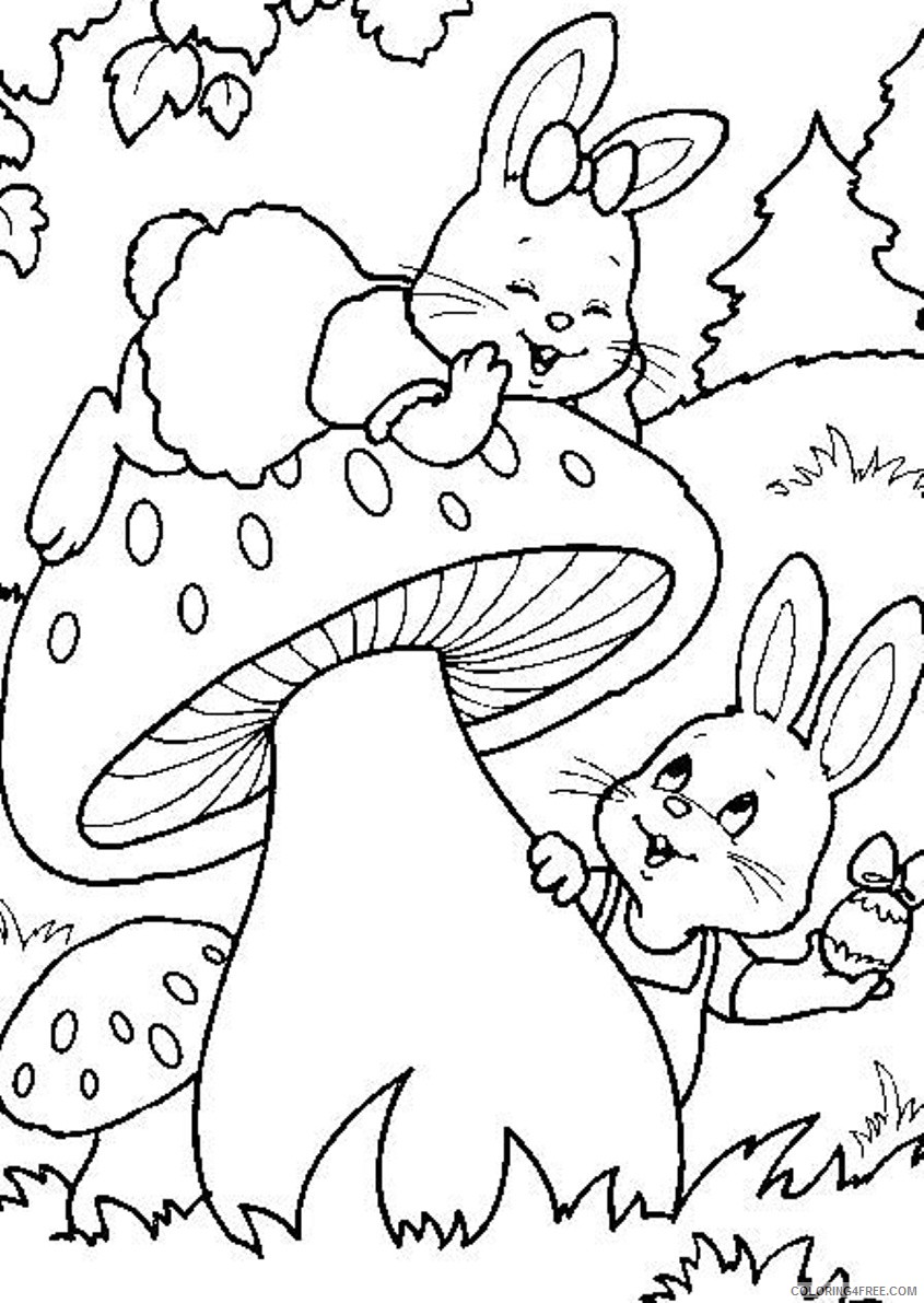 bunny coloring pages playing together Coloring4free
