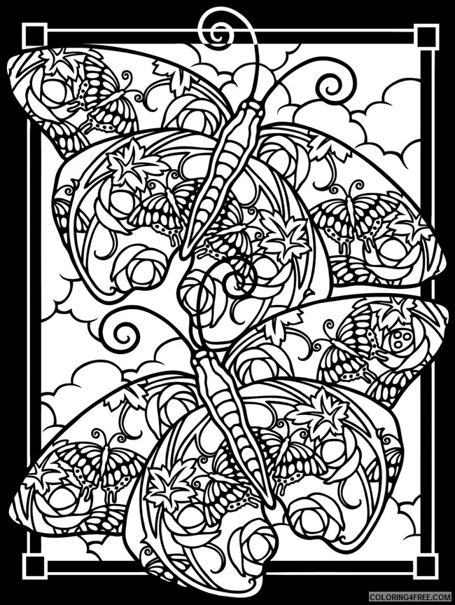 butterfly stained glass coloring pages for adults Coloring4free