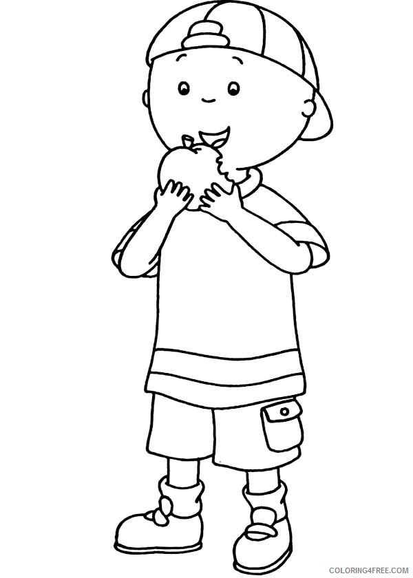 caillou coloring pages eating apple Coloring4free