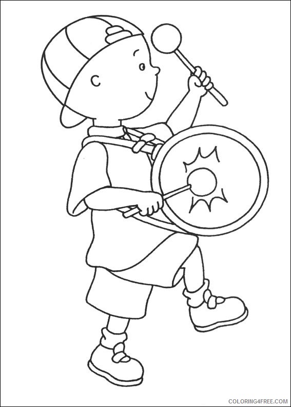caillou coloring pages playing drum Coloring4free