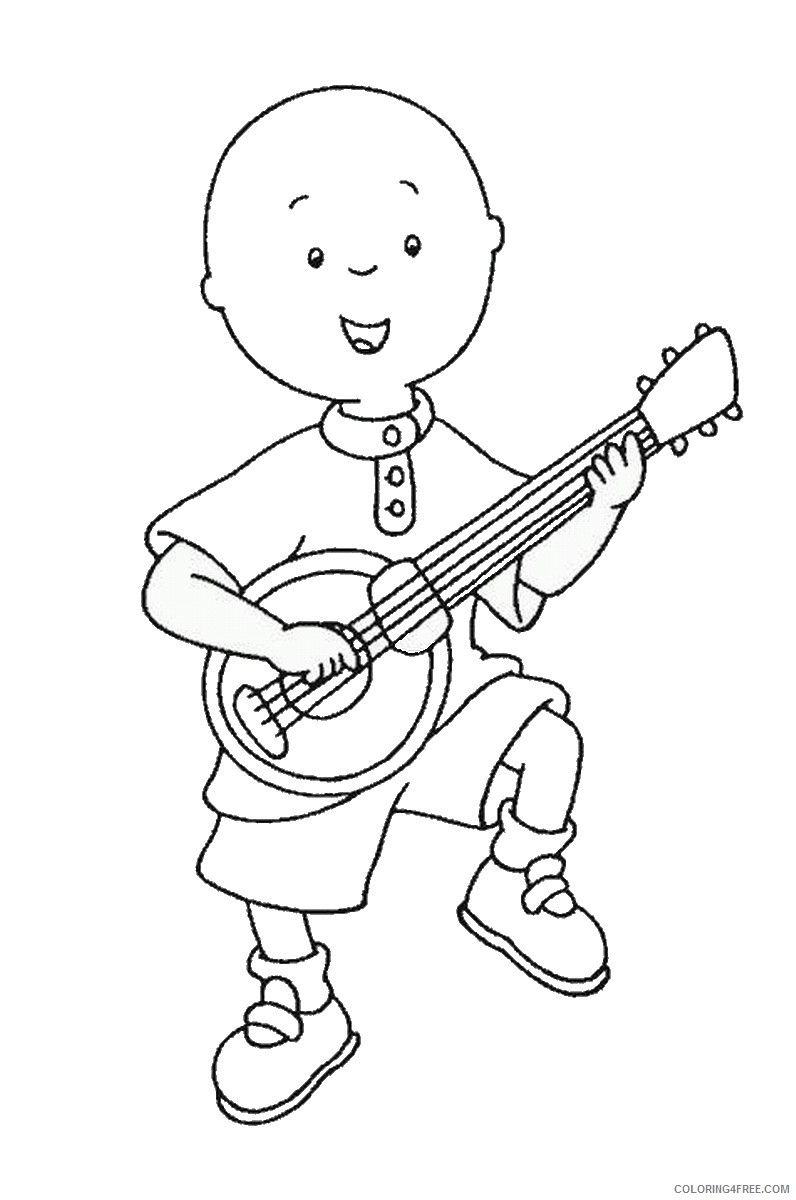 caillou coloring pages playing guitar Coloring4free
