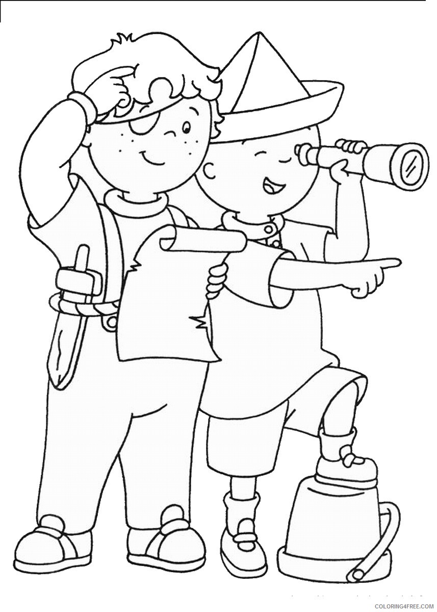 caillou coloring pages playing with leo Coloring4free