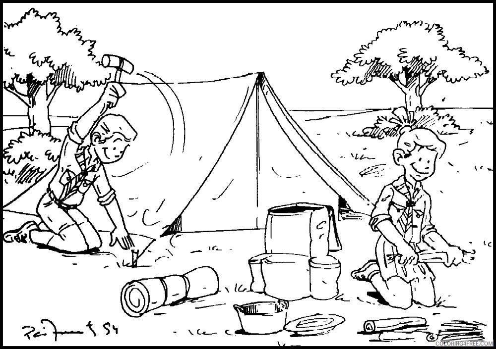 camping coloring pages boys scout Coloring4free