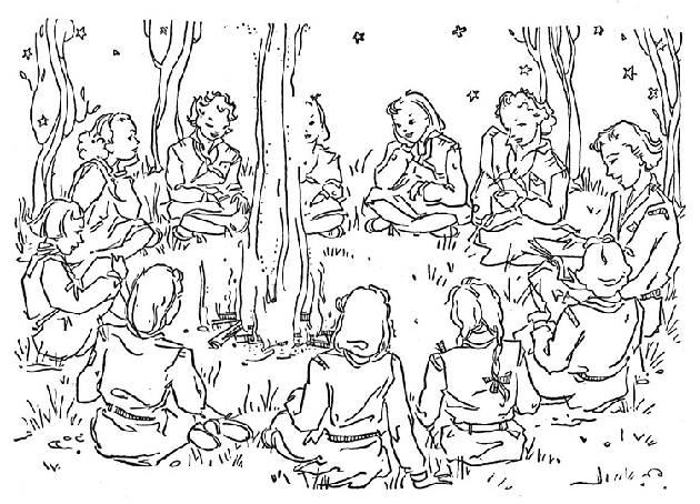 camping coloring pages girls scout Coloring4free