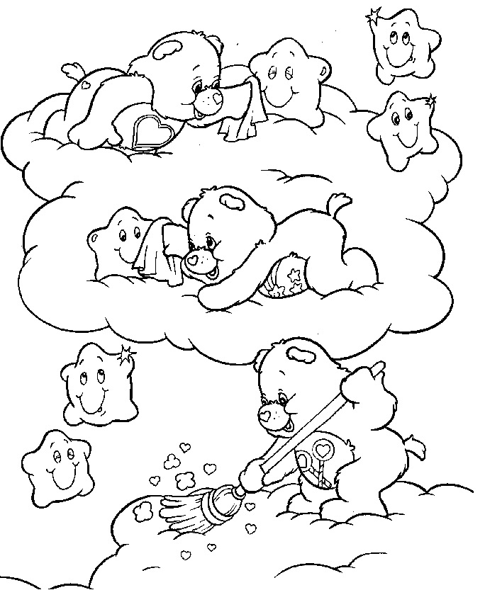 care bears coloring pages cleaning up Coloring4free