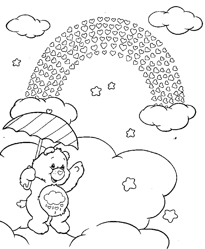care bears coloring pages hearts rainbow Coloring4free