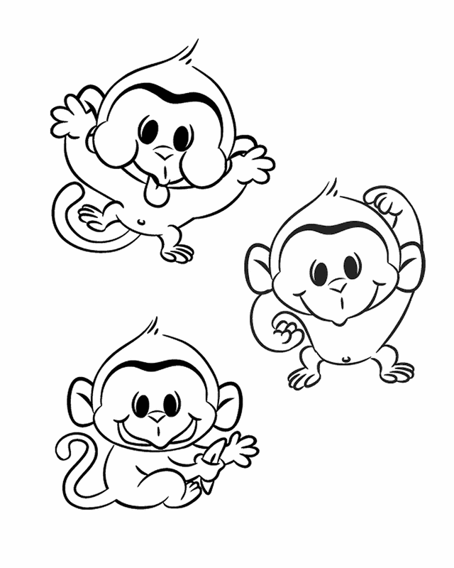 cartoon coloring pages baby monkeys Coloring4free