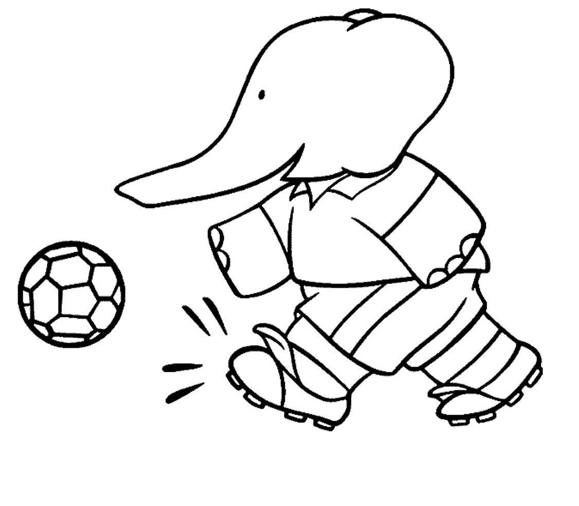 cartoon coloring pages elephant playing soccer Coloring4free