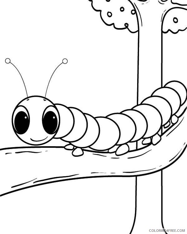 caterpillar coloring pages on tree Coloring4free