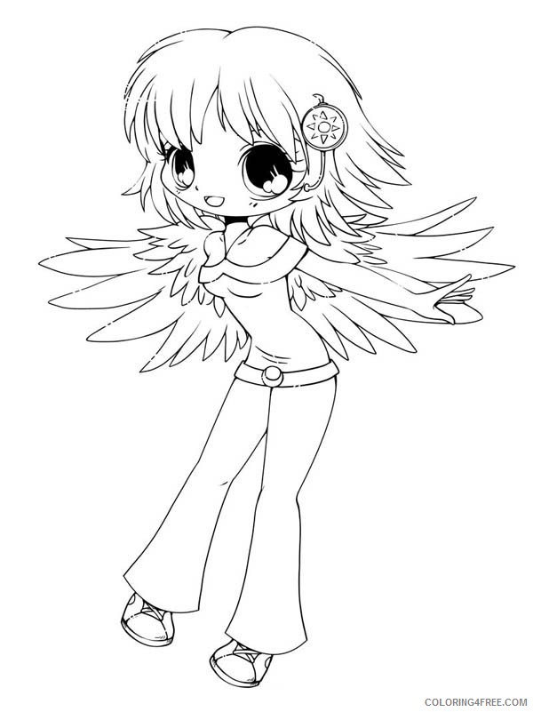 chibi coloring pages anime angel Coloring4free