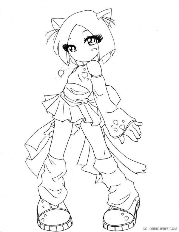 chibi coloring pages cat girl Coloring4free