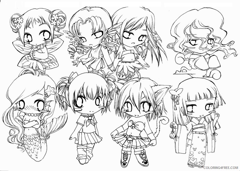 chibi coloring pages for adults Coloring4free