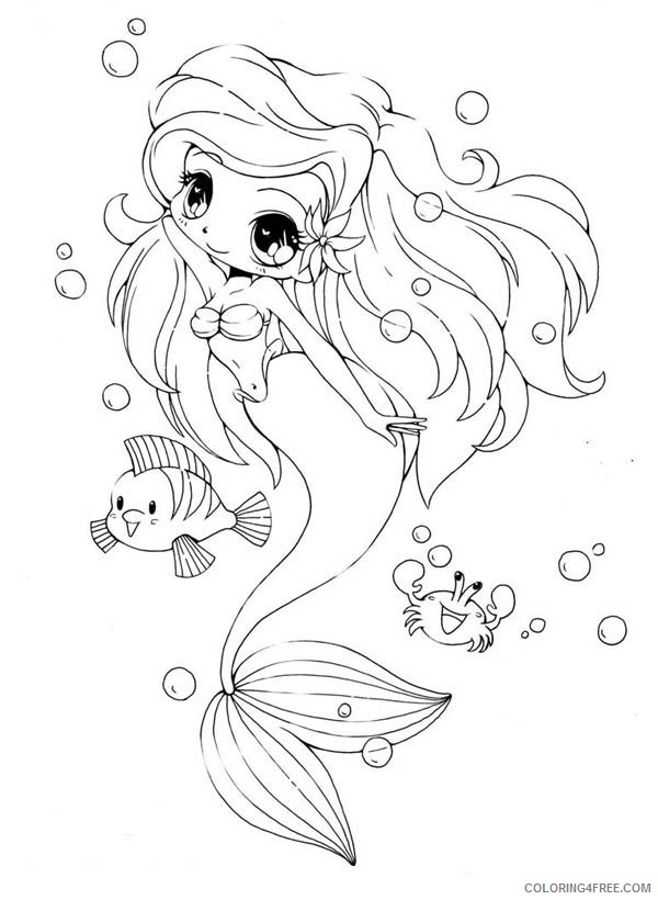 chibi coloring pages little mermaid Coloring4free