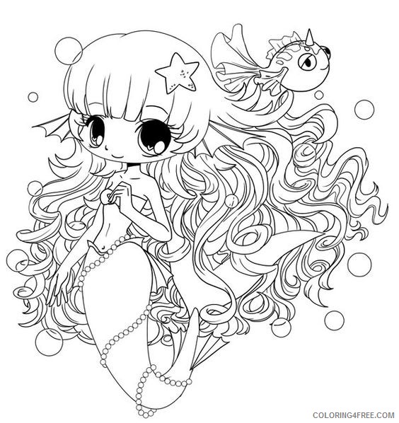 chibi coloring pages mermaid Coloring4free