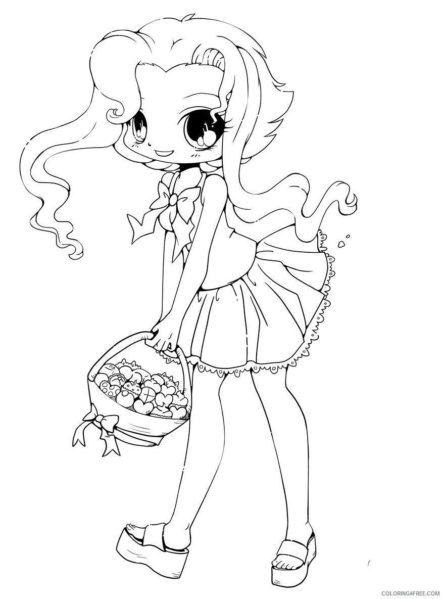 chibi girl coloring pages bring candies Coloring4free