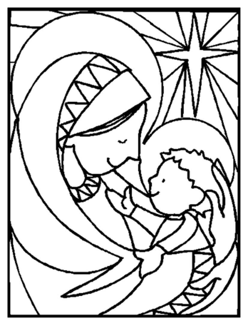christian coloring pages mary and jesus Coloring4free
