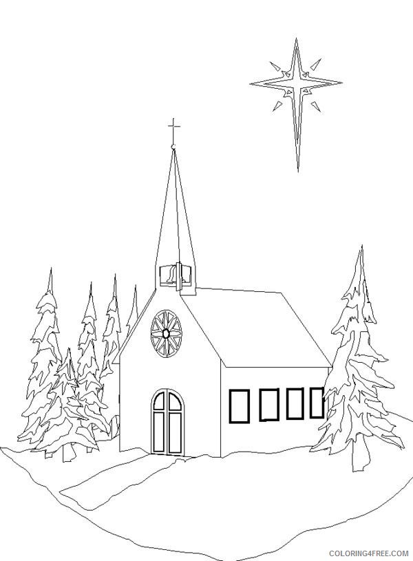 church coloring pages in winter Coloring4free