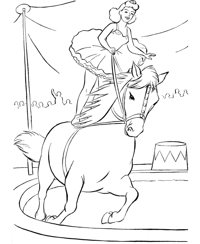 circus coloring pages girl on horse Coloring4free