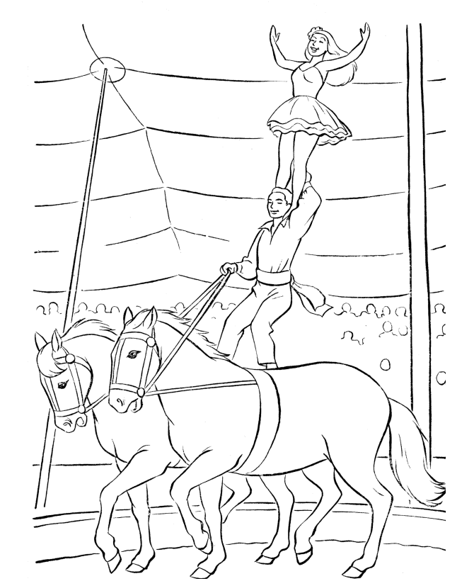 circus coloring pages man and girl on horse Coloring4free