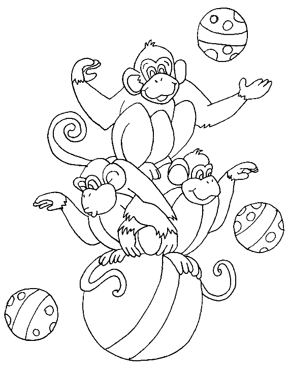 circus coloring pages monkeys Coloring4free