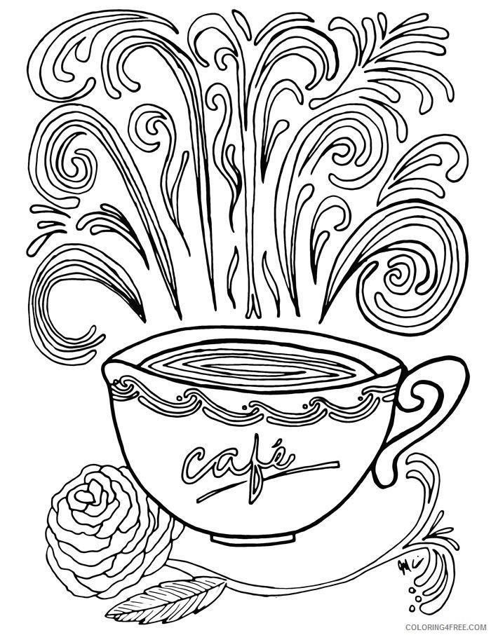 complex coloring pages a cup of coffee Coloring4free