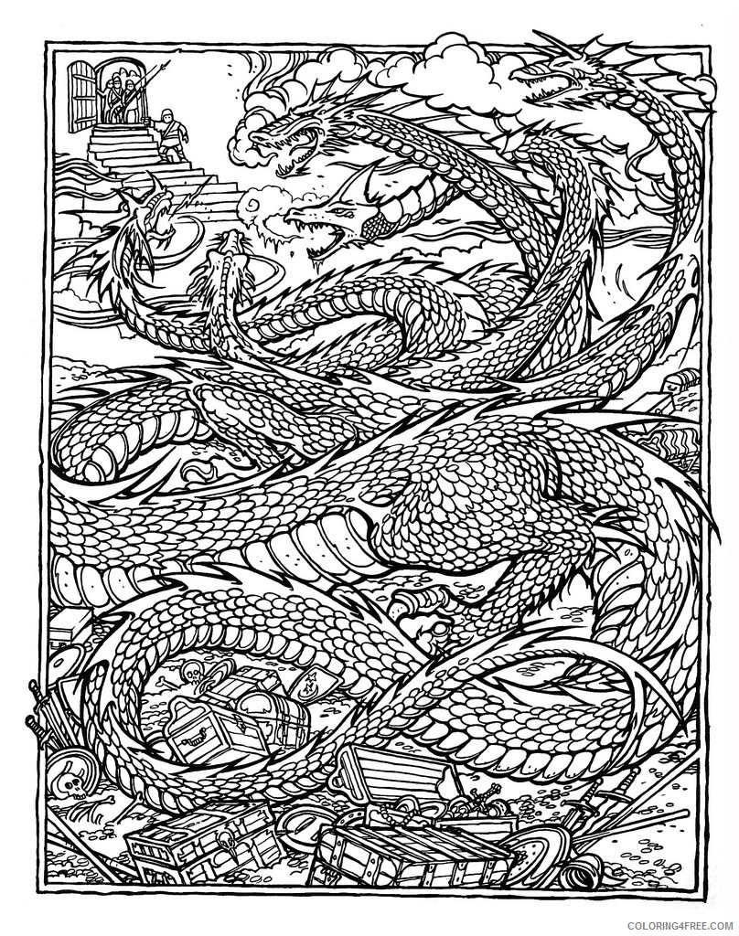 complex coloring pages of dragon Coloring4free