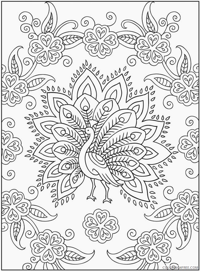 complex coloring pages of peacock Coloring4free