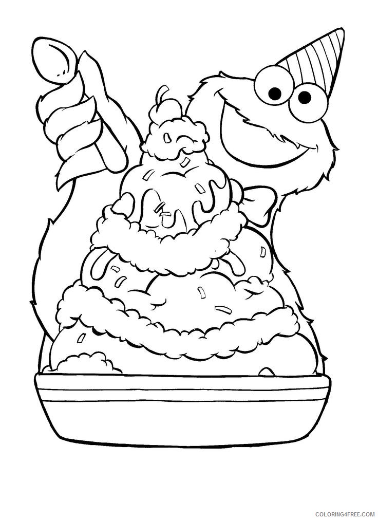 cookie monster coloring pages eating ice cream Coloring4free
