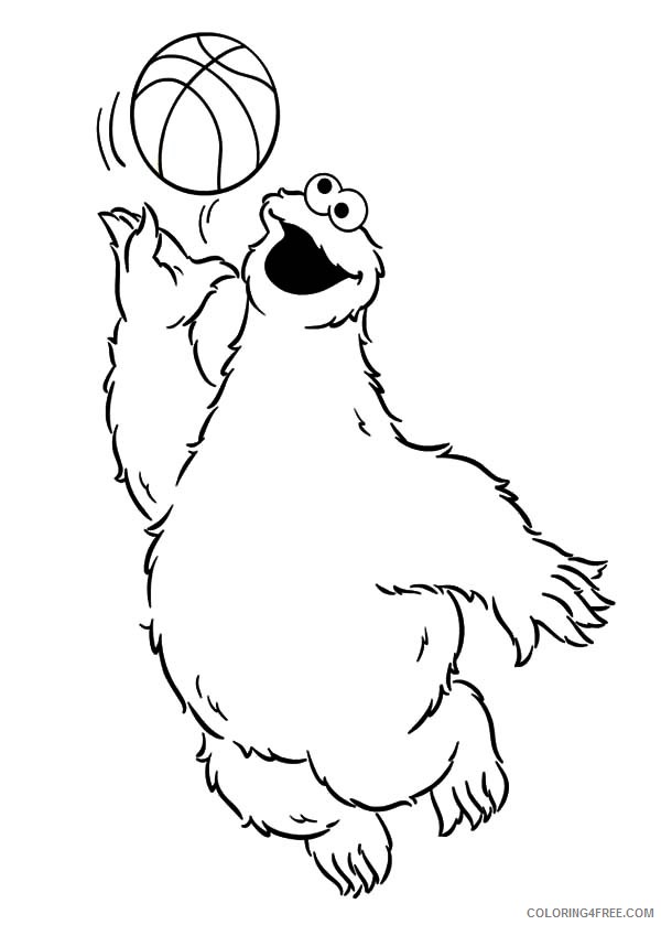 cookie monster coloring pages playing basketball Coloring4free