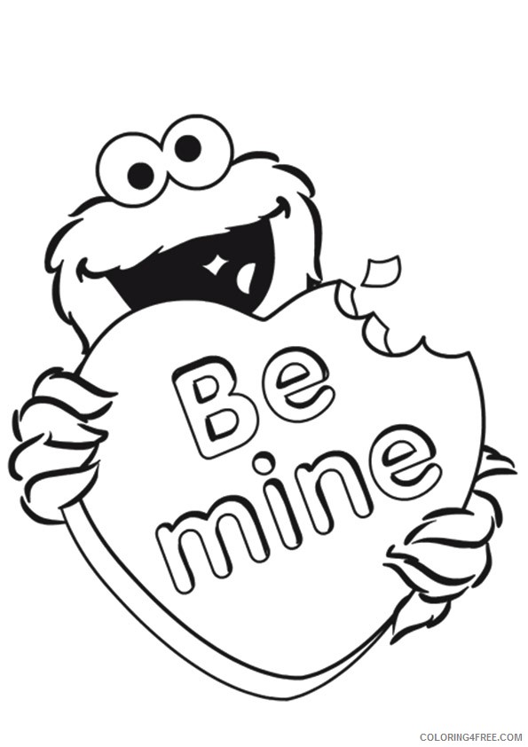 cookie monster coloring pages valentines day Coloring4free