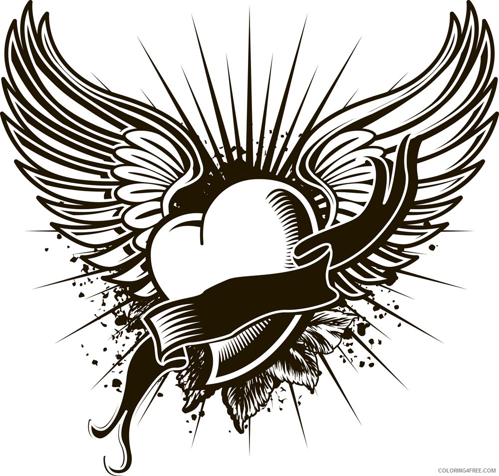 cool heart with wings coloring pages Coloring4free