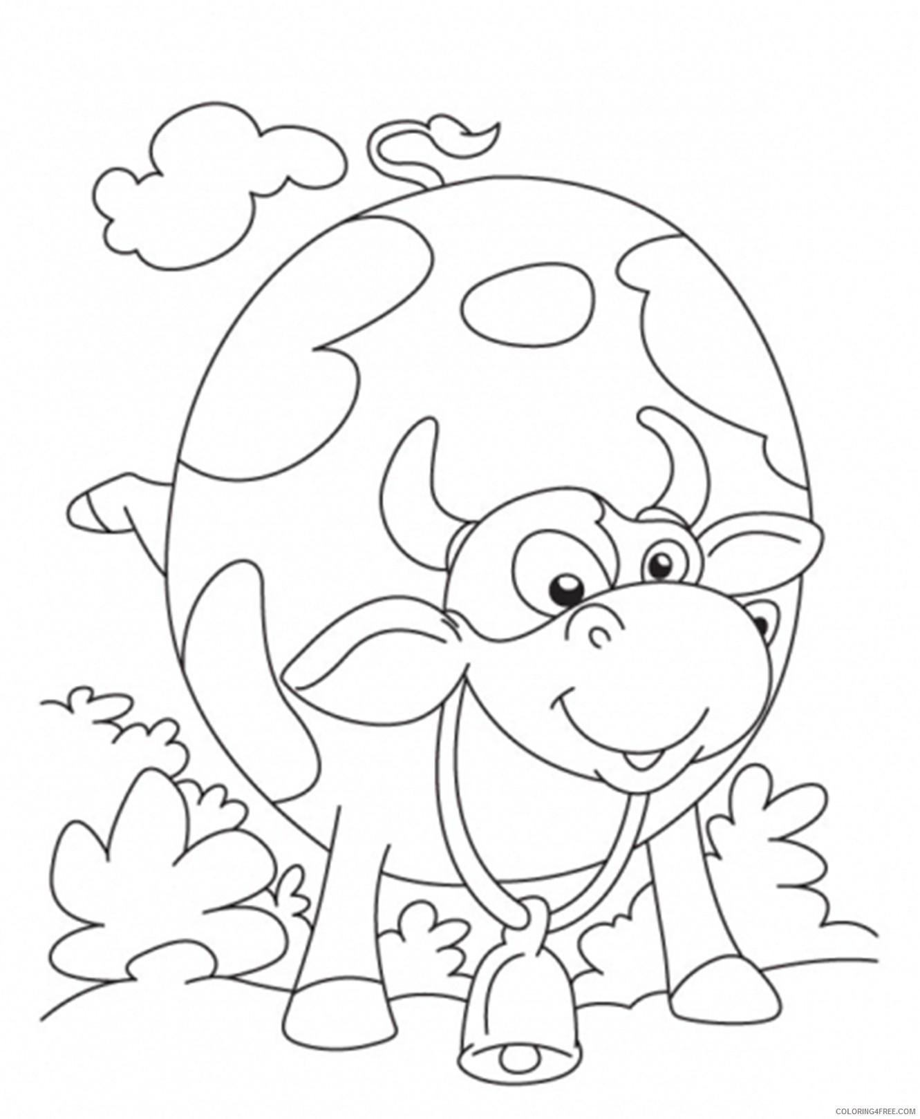 cow in field coloring pages for kids Coloring4free