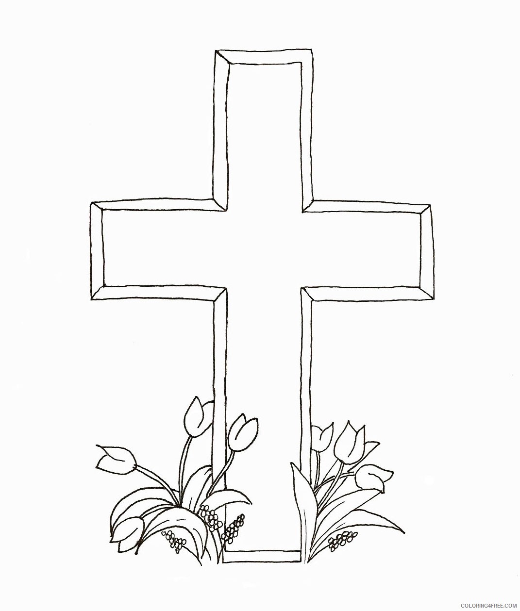 cross coloring pages with tulips Coloring4free