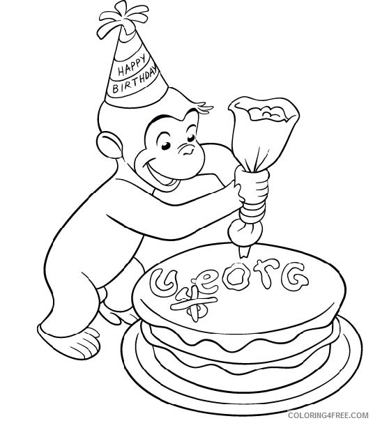 curious george coloring pages birthday cake Coloring4free