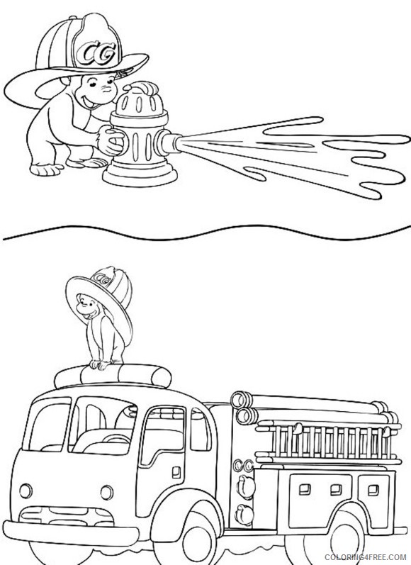 curious george coloring pages firefighter Coloring4free