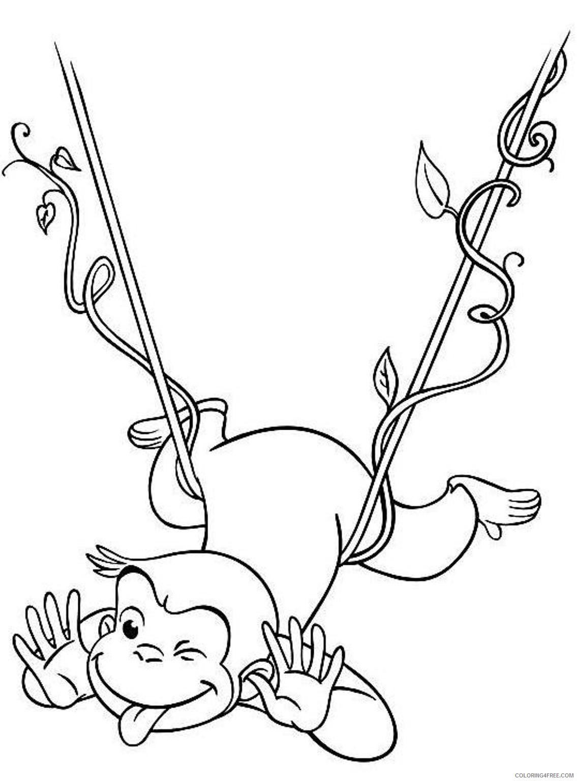 curious george coloring pages swinging Coloring4free