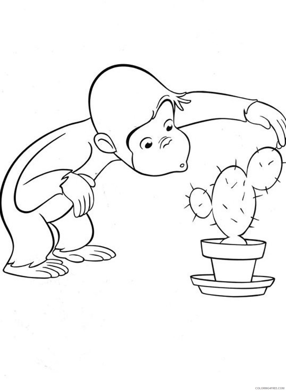 curious george coloring pages touching cactus Coloring4free