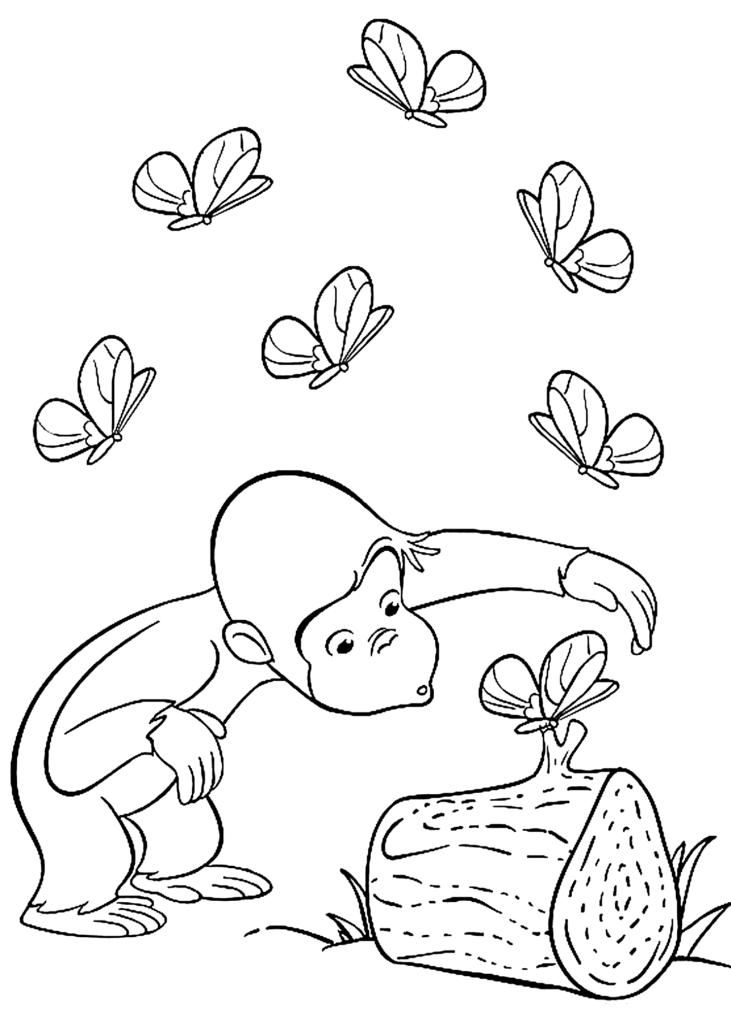 curious george coloring pages with butterflies Coloring4free