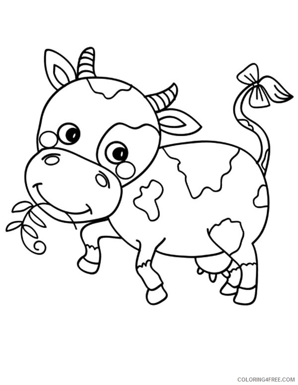 cute cow coloring pages eating grass Coloring4free