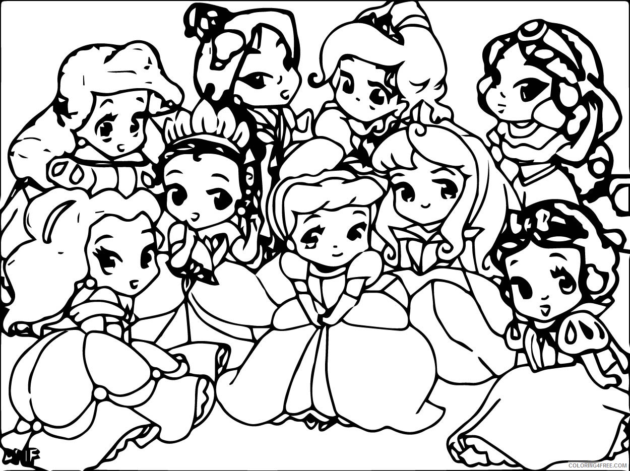 cute disney princesses coloring pages chibi Coloring4free