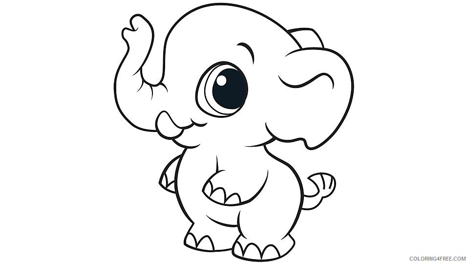 cute elephant coloring pages for kids Coloring4free