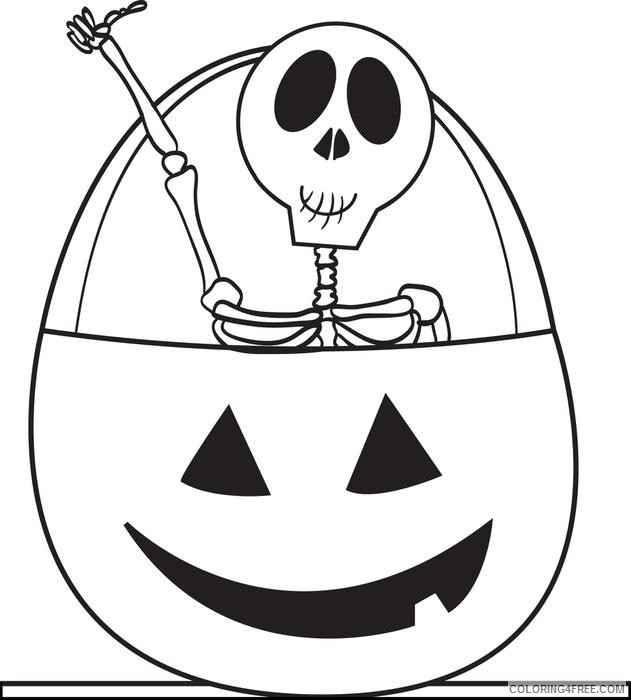 cute skeleton coloring pages in halloween pumpkin Coloring4free