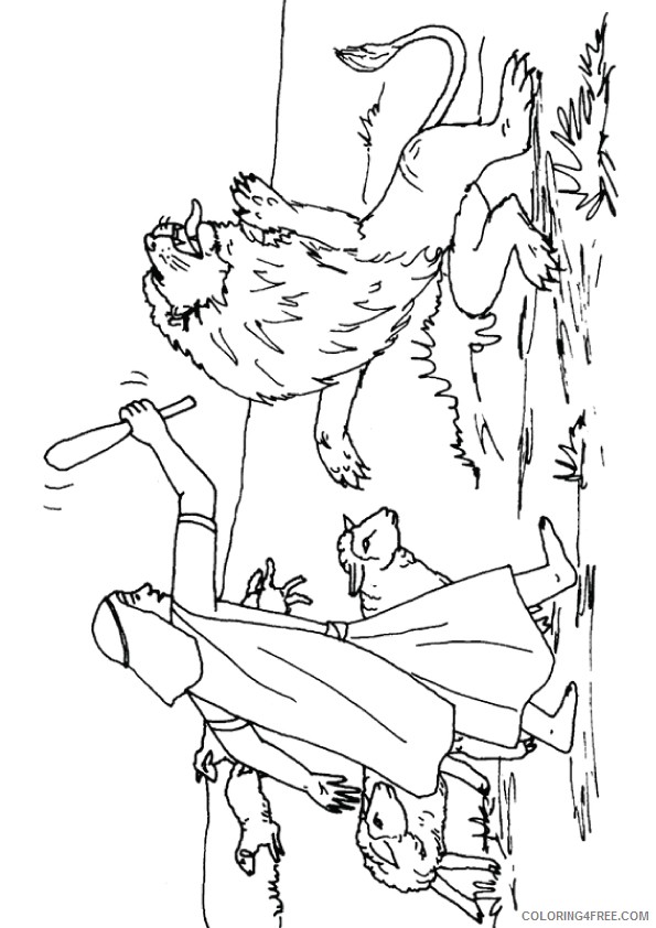 david and goliath coloring pages against lion Coloring4free