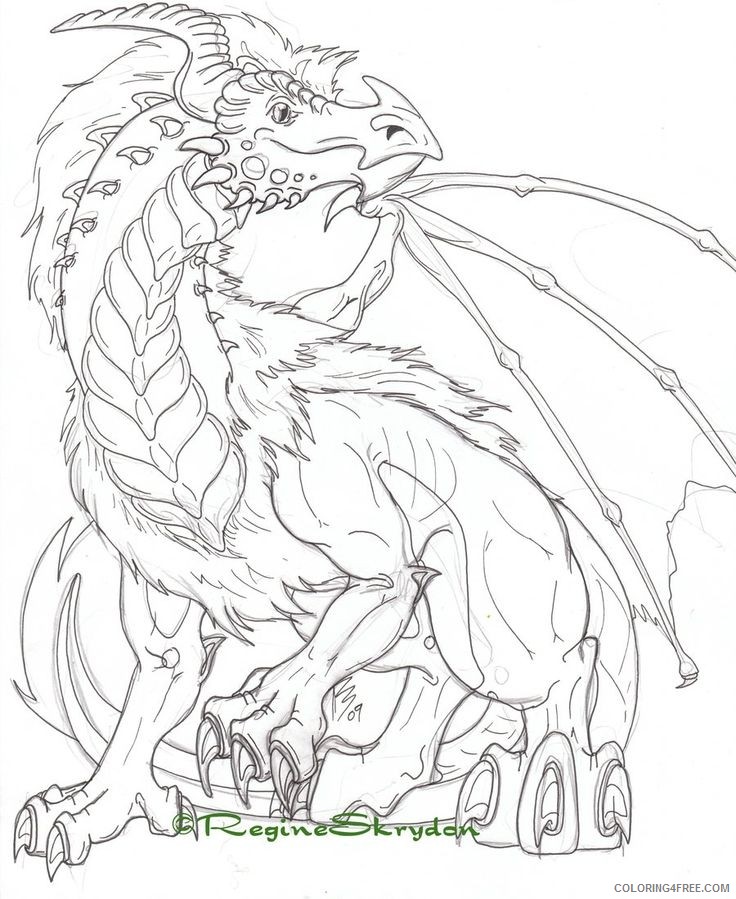 detailed coloring pages dragon Coloring4free